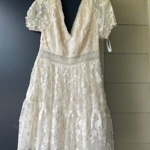 White Tiered Ruffled A-Line Wedding Dress